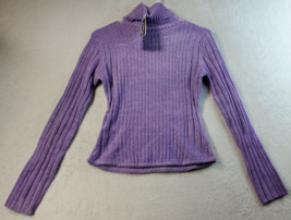 Airport Sweater Womens Size Large Purple Acrylic Stretch Long Sleeve Turtle Neck - £17.83 GBP