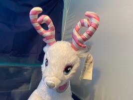 Build A Bear Glisten Reindeer Candy Cane w/ Collar Medallion Shimmer Sno... - $21.19