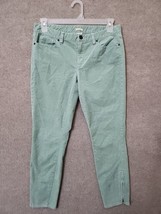 J Crew Toothpick Corduroy Pants Womens 31 Mint Blue Zip Ankle Cotton Stretch - £19.80 GBP