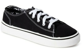 Wonder Nation Boys Casual Canvas Lace Up Sneakers Black &amp; White Size 1 NEW - £13.95 GBP