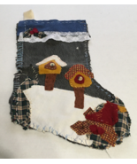 Handmade upcycled Christmas stocking primitive country farmhouse cottage... - $27.06 CAD