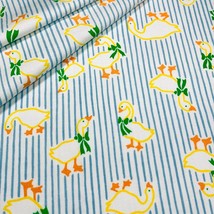 Country Goose Stripe Fabric by Princess 190 Geese Blue Stripes By the 1/2 Yard - £4.39 GBP