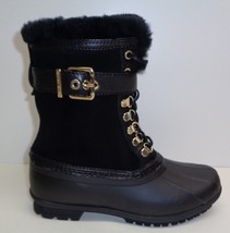 Antonio Melani Size 6 M LAWSYS Black Leather Fur Duck Boots New Womens Shoes - £100.46 GBP