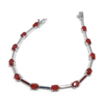 Natural Ruby Line Bracelet Dainty Bracelet 925 Silver Ruby Bracelet - £74.39 GBP+