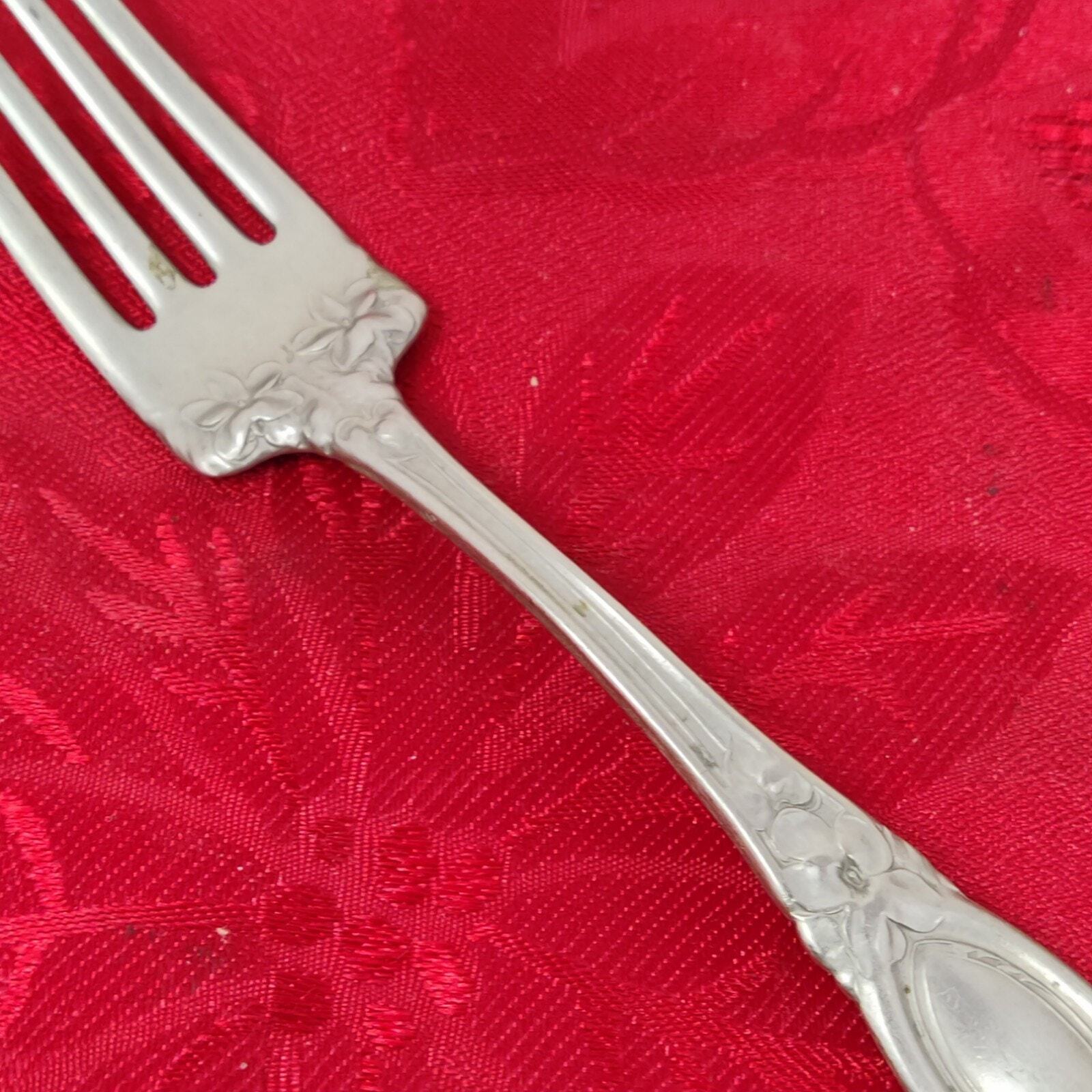 Wm. Rogers German Silver Dinner Fork PAT July 9,12 Ornate Flowers Item image 4