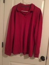 Izod Men&#39;s Burgundy Long Sleeve Polo Shirt Golf Collared Casual Size XXL - £24.83 GBP
