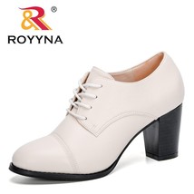 ROYYNA 2021 New Arrival High Heels Women Pumps Lace Up Round Toe Footwear Office - £41.77 GBP