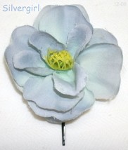 1 Single Large Multi Tone Blue Silk Flower Bobby Pin - $4.98