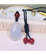 Natural jade Gourd Pendant Jadeite lucky happiness gourd FuGua Necklace ... - £41.45 GBP