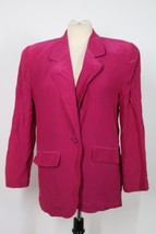 Vtg Liz Claiborne 4 Magenta Pink Silk Oversized One-Button Blazer Jacket Flaws - £18.79 GBP