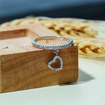 3Ct Rund Schliff Künstlicher Diamant Lang Herz Ring 14k Weiß Vergoldet Silber - £87.35 GBP