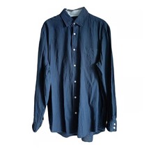 Paul Costelloe Men&#39;s Navy Blue Linen Blend Button Up Long Sleeved Shirt ... - $21.65