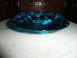 Adolph Matura Retro Sklo Onion , Czech ashtray light blue vintage glass 7" image 7