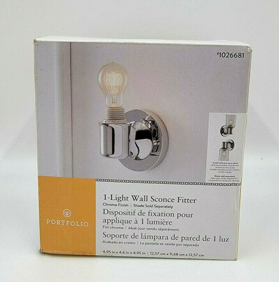 Portfolio 1-light Wall Sconce Fitter Lamp Light Chrome Silver Hardwired - $19.00