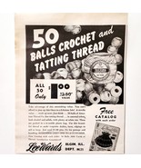 1957 Lee Wards Crochet Thread Illinois Advertisement Crafts Sewing Suppl... - $19.99