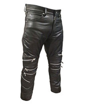 Black Men&#39;s Leather Pants Genuine Pure Lambskin Leather Handmade Stylish Casual - £83.33 GBP