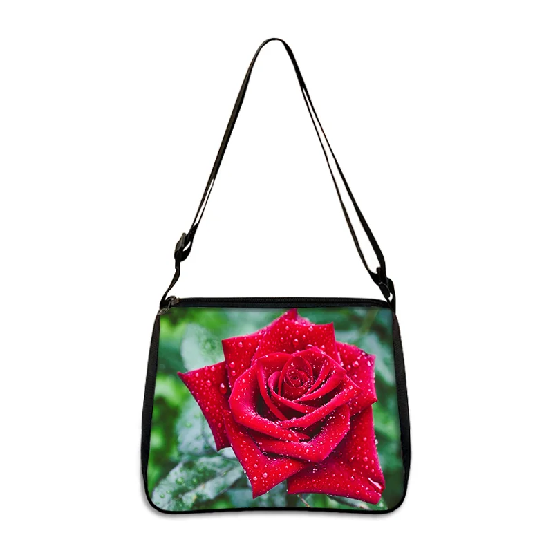 Floral Printed Handbag Women Rose Shoulder Bag Canvas Summer Beach Bag D... - £15.77 GBP