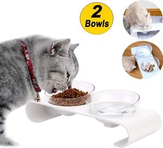 Cat Bowls,15°Tilted Cat Food Bowl Double Cat Dishes, Cat Feeder Cat Feed... - £12.36 GBP
