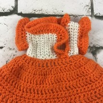 Vintage Handmade Doll Dress Orange White Ruffled Crochet With Shorts Und... - £11.67 GBP