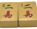 Lot of 2 Vtg MATCHING Two Character Cream Yellow Bakelite Mahjong Mah Jo... - £11.35 GBP