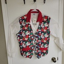 Vintage 90s Christmas Happy Snowman Tapestry Vest Blouse Size L Mervyn&#39;s NWT  - £18.16 GBP