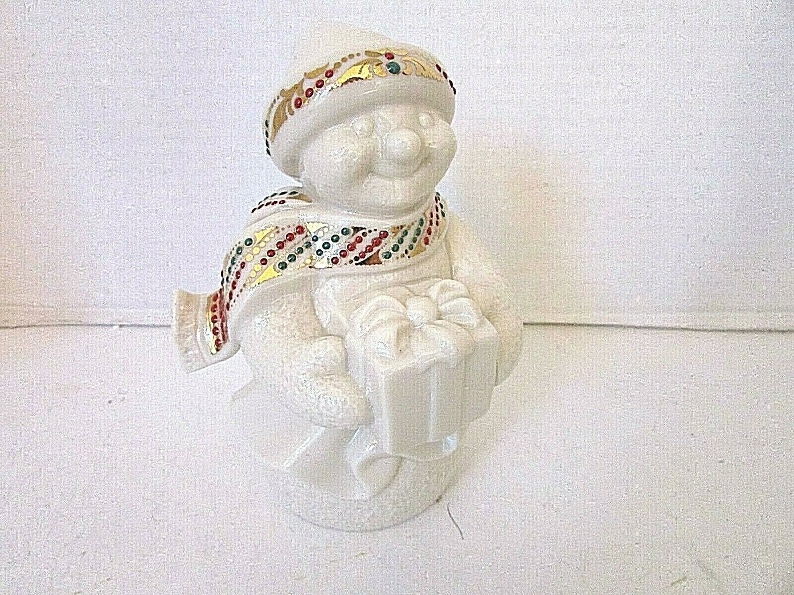 LENOX CHINA JEWELS FIGURINE MERRY SNOWMAN 1996 MINT 6.5" MADE IN USA - $26.68