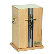 Beautiful Adult cremation casket  urn for ashes Catholic Wooden Urn with... - $154.14+