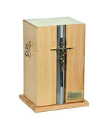 Beautiful Adult cremation casket  urn for ashes Catholic Wooden Urn with... - $164.41+