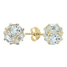 5.7 Carat 14K Yellow Gold Stud Elegant Gemstone Earrings w/ Natural Aqua... - $532.78