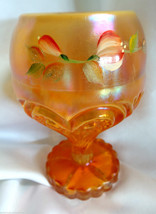 Fenton Art Glass HP Marigold Carnival Heart Nut Dish Comport MIB 6313XJ - £54.25 GBP