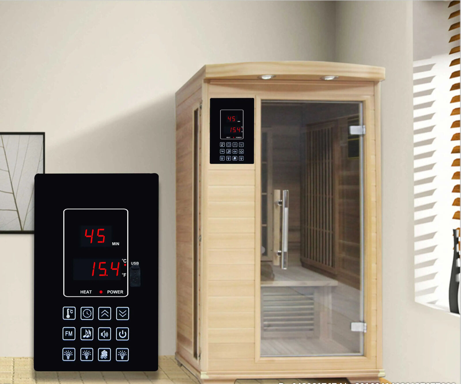 Digital Infrared Sauna Heater External Control Panel Timer Lights USB MP3 FM