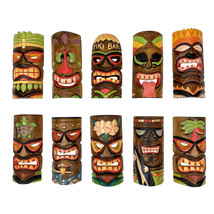Hand Carved Wood Art Polynesian Party Hawaiian Tiki Masks 10 Piece Set 10 Inch - £78.20 GBP