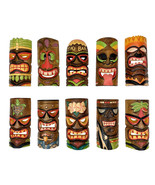 Hand Carved Wood Art Polynesian Party Hawaiian Tiki Masks 10 Piece Set 1... - £77.85 GBP