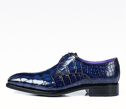Men’s Handmade Alligator Leather Modern Classic Lace-up Dress Oxfords Shoes - £117.67 GBP