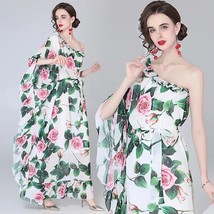 Tingfly Summer Holiday Party Boho Maxi Dress Women&#39;s Off One  Chiffon  Print Ruf - £76.10 GBP