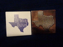 Set of 2 Texas Coasters Square Ceramic - £5.99 GBP