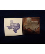 Set of 2 Texas Coasters Square Ceramic - £6.03 GBP