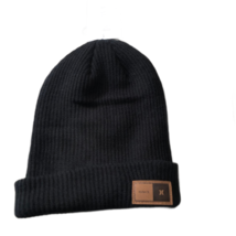 NWT New Hurley Northridge Logo Cuffed Knit Black Beanie Hat - £21.88 GBP