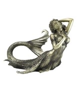 Nautical Aged Bronze Resin Seductive Mermaid Siren With Fishnets Figurin... - $822.82 MXN