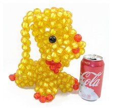 Acrylic Yellow Beaded Dog Figure 10&#39;&#39; Large Bead Floppy Ears Beagle 3D H... - £21.61 GBP