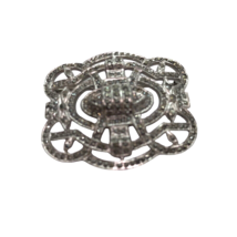 Sterling Silver Marcasite Cutout Brooch Pin Vintage Deco Glam - £23.35 GBP