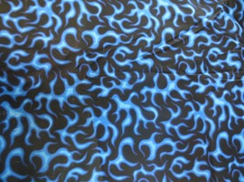 100% Cotton Fabric By CRANSTON-VIP Line Blue Flames On Black Bty - £7.90 GBP