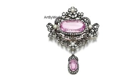 Antique Victorian Rose Cut Diamond And Pink Topaz Silver Brooch Edwardian Brooch - £283.37 GBP