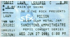 Vintage Poison Ticket Stub June 27 2001 Bonner Springs Kansas - $14.84