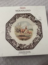 Spode Woodland 25th Anniversary Octagon 14” Platter &quot;Deer&quot; Brown Bnwt Beautiful - £98.67 GBP