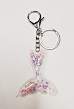 5&quot; Mermaid Tale Multicolor Star GLITTER Clear Shaker Keychain Girls - £3.15 GBP