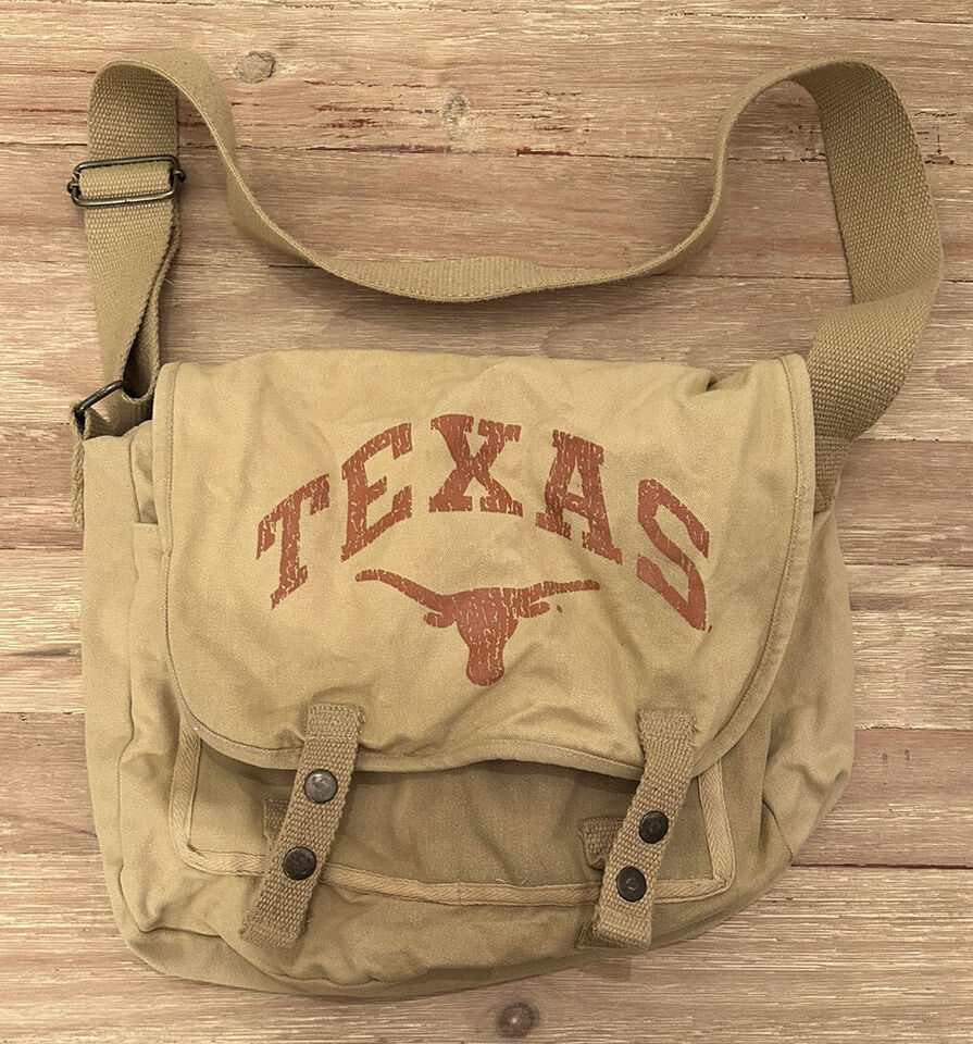 Primary image for Texas Longhorns Duck Canvas Shoulder Messenger bag British Khaki