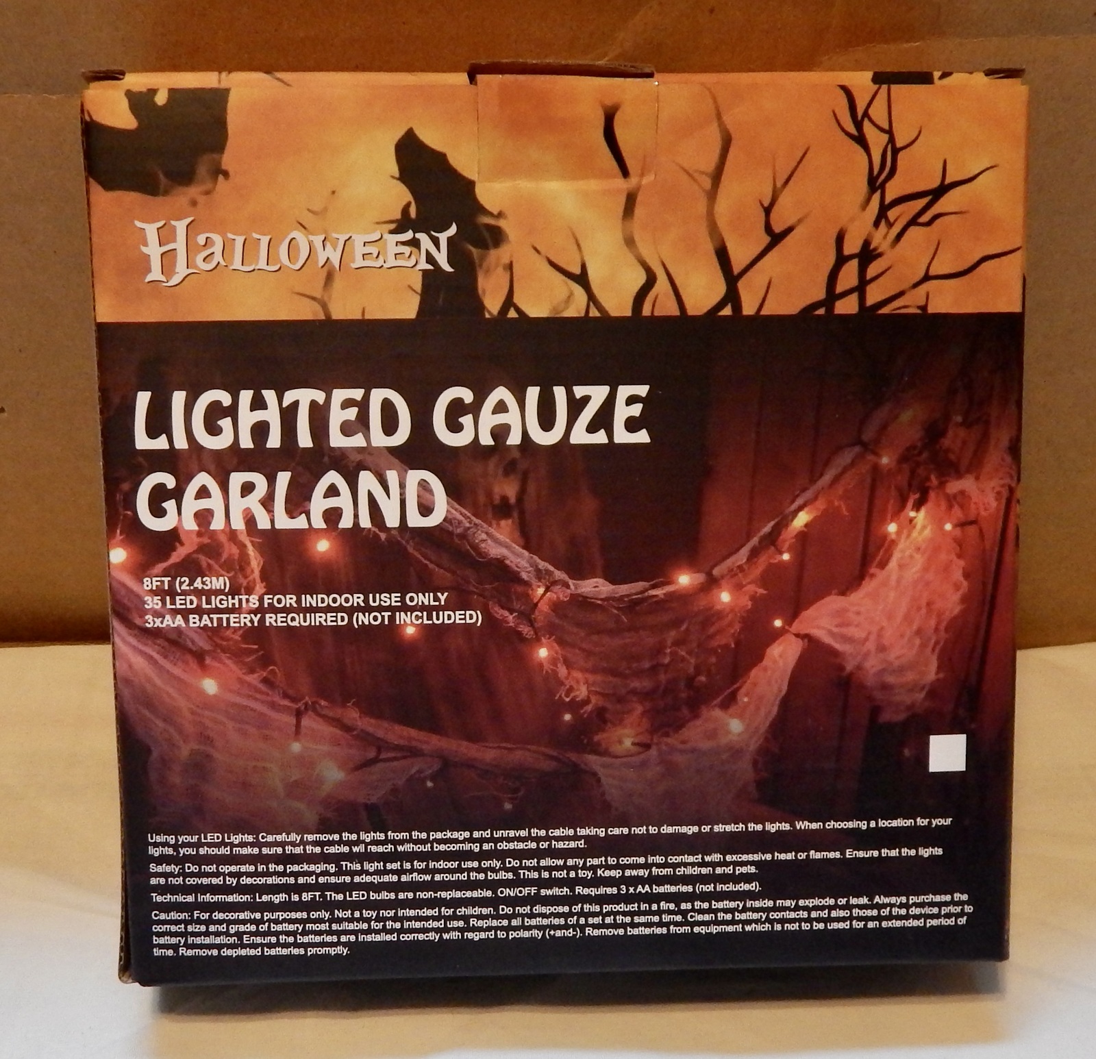 Primary image for Halloween Lighted Gauze Garland You Choose Color 8ft LED Battery 35 Lights 267M
