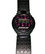Vintage Jordache Womens Watch Black Sport 1980s Pink Geometric  retro - $19.22