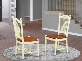 East West Furniture Dover modern dining chair - Wooden Seat and Buttermilk - £151.02 GBP